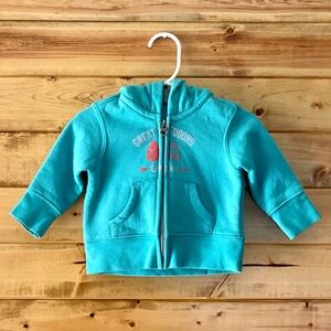 Cabelas Full Zip Hoodie Sweatshirt Jacket Teal Blue 3-6m